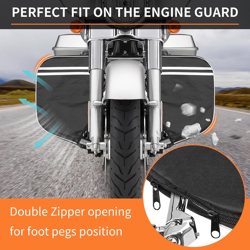 AUFER Motorcycle Highway Crash Bar Cover Soft Lowers Chaps Leg Warmer Bag With Storage Bag Compatible With For Touring Street Glide Road King Road Glide Electra Glide Trike Models 1980-2024 - Image 5
